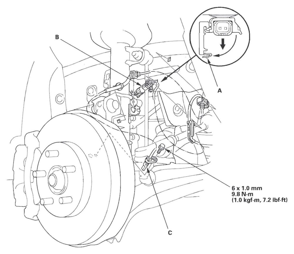Figura: Sensor de rotação da roda dianteira (ABS/VSA)