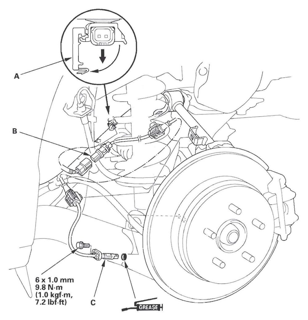 Figura: Sensor de rotação da roda traseira (ABS/VSA)