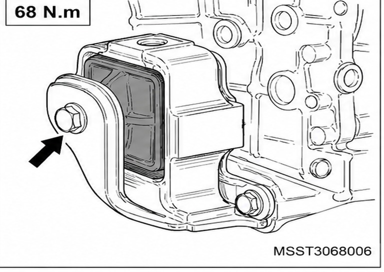 Figura: Coxim do motor — parafuso de fixação